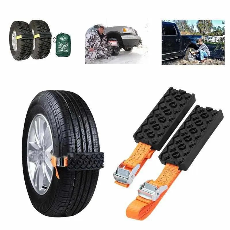 2PCS Anti-Skid Tire Block - Safety Strap Snow/Mud Chains