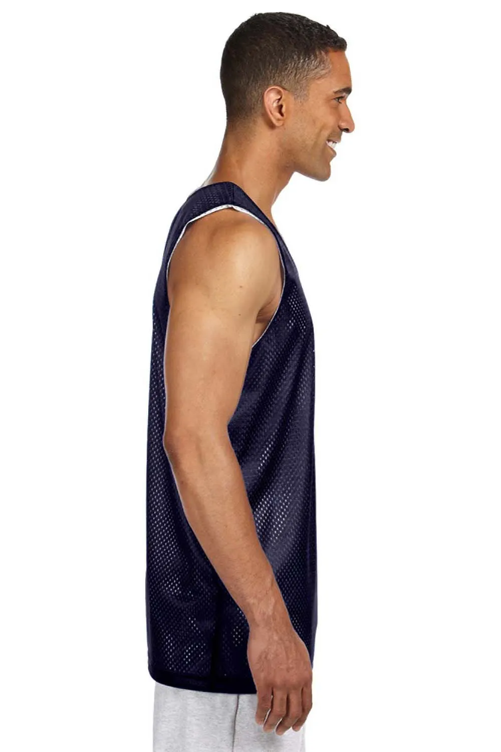 A4 Mens Reversible Mesh Moisture Wicking Tank Top - Navy Blue