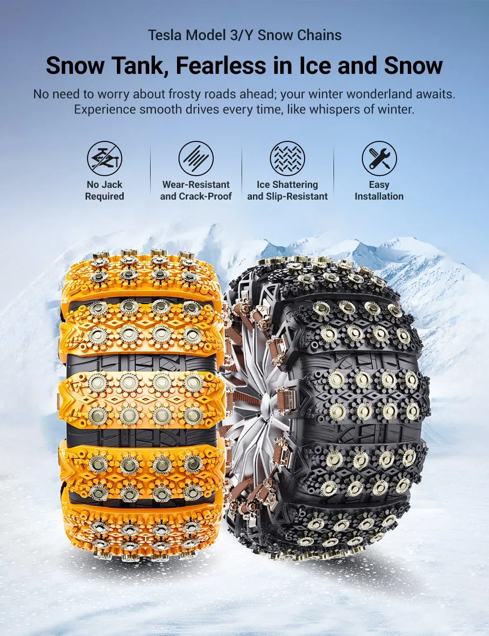 Anti-Slip Snow Chains for Tesla Model 3/Y【Style 1】