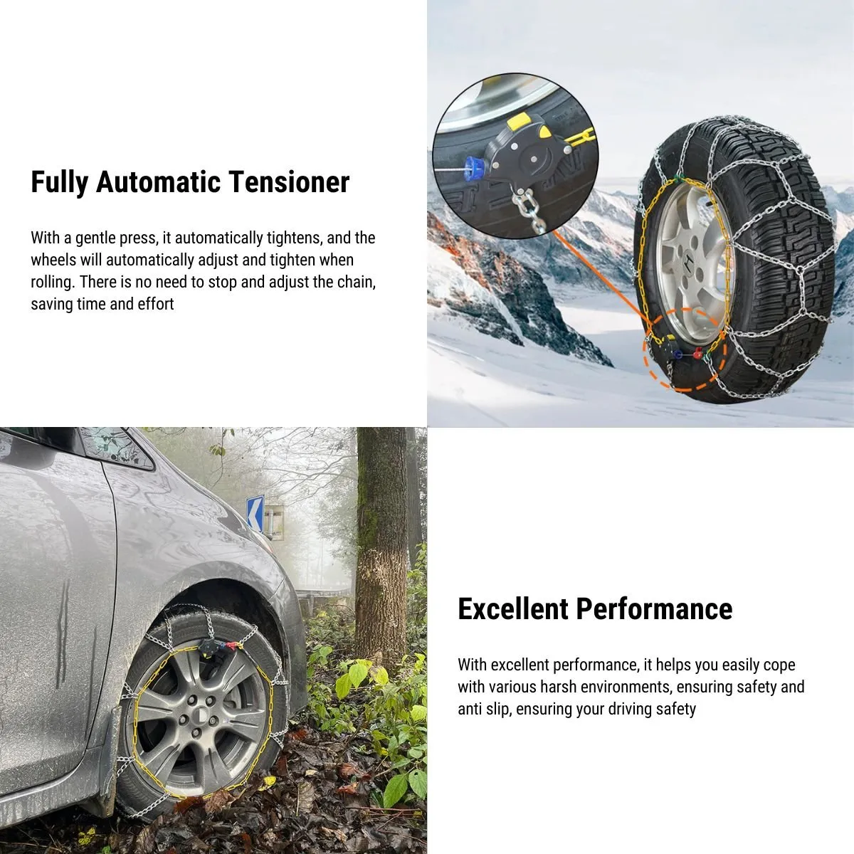 Automatic Tightening Snow Chains For Tesla Model Y Model 3 2017-2024