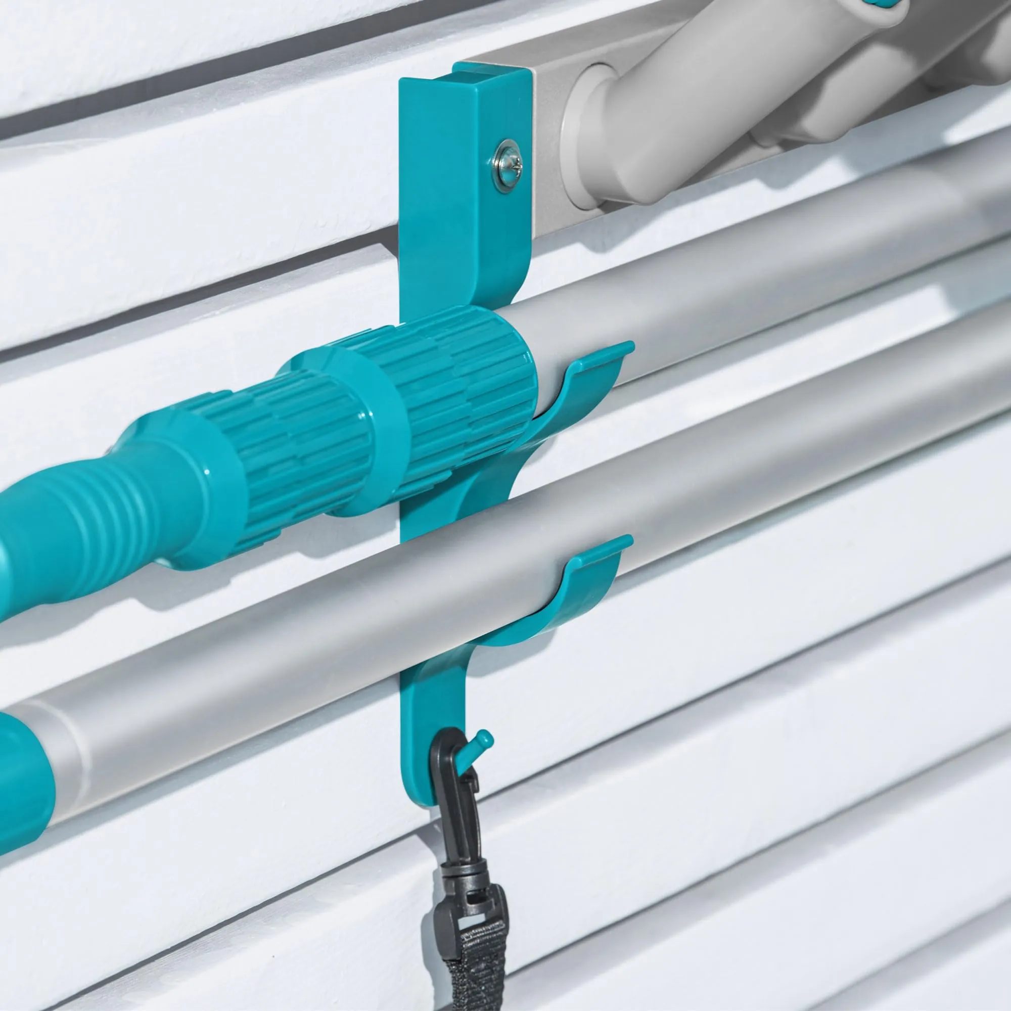 Bestway Flowclear StorePro Wall or Fence Mounted Swimming Pool Accessory and Maintenance Equipment Organizer Unit with Hooks, Strap, and Setup Kit