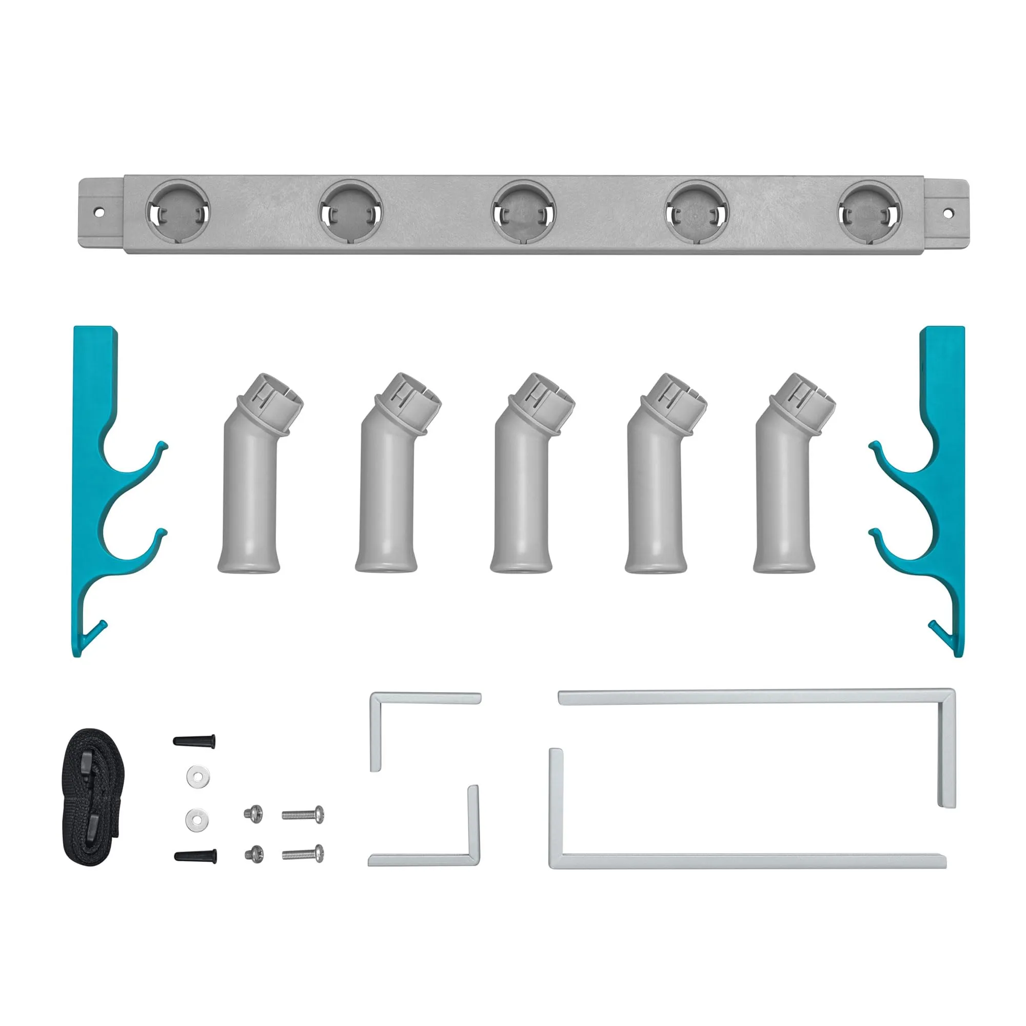 Bestway Flowclear StorePro Wall or Fence Mounted Swimming Pool Accessory and Maintenance Equipment Organizer Unit with Hooks, Strap, and Setup Kit