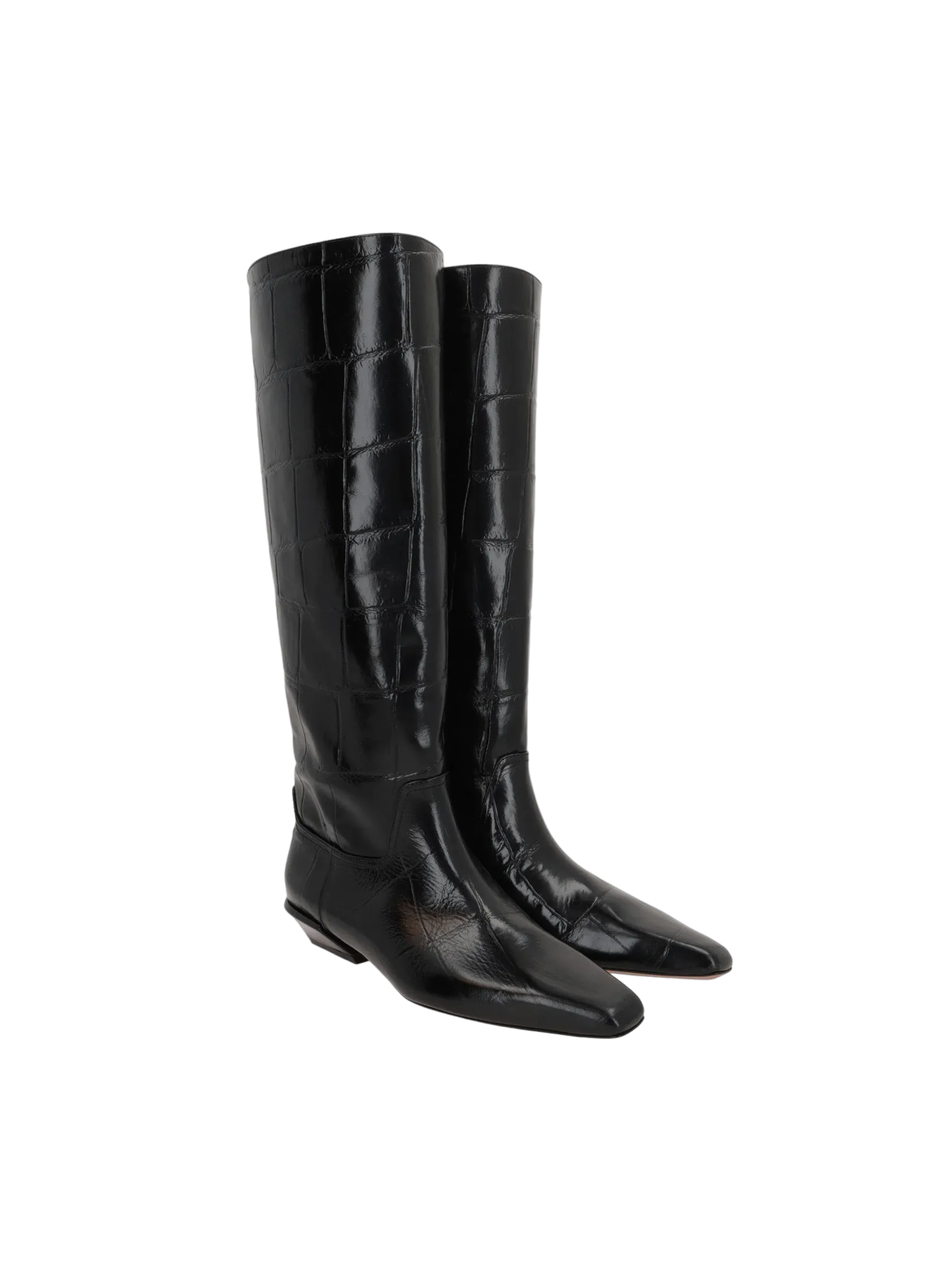 Bettina Crocodile Embossed Leather Boots