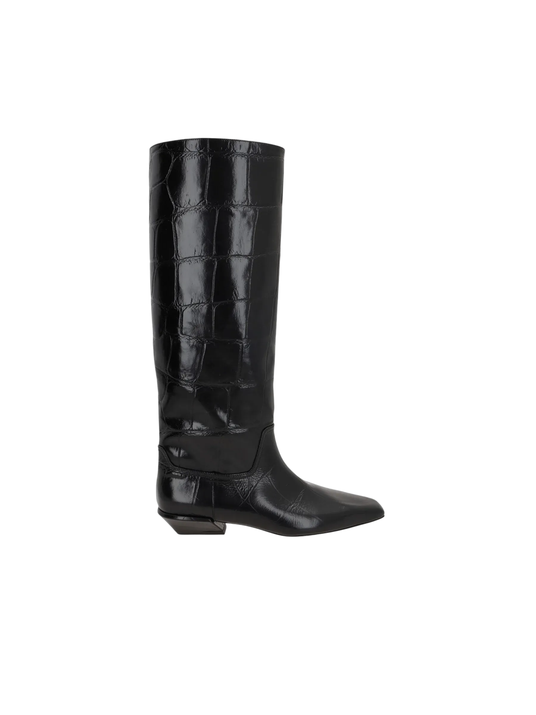 Bettina Crocodile Embossed Leather Boots