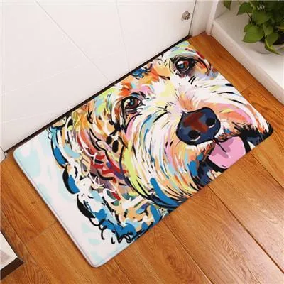 Cartoon Style Anti-slip Dog Painting Floor Mat