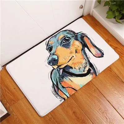 Cartoon Style Anti-slip Dog Painting Floor Mat