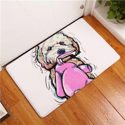 Cartoon Style Anti-slip Dog Painting Floor Mat