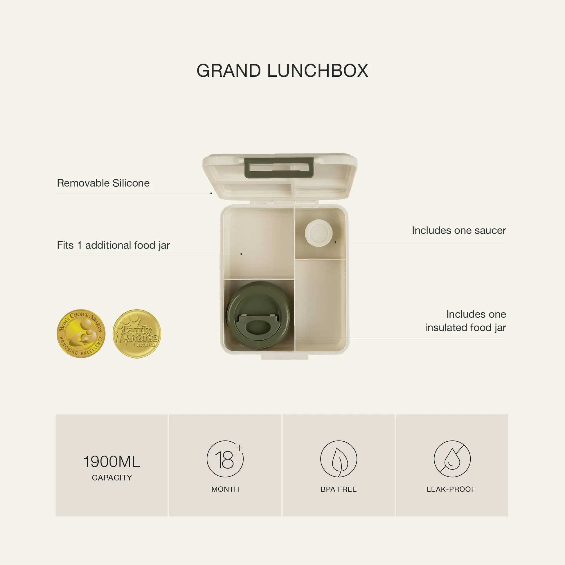 Citron Grand Lunchbox with Insulated Food Jar and Saucer - Olive Green