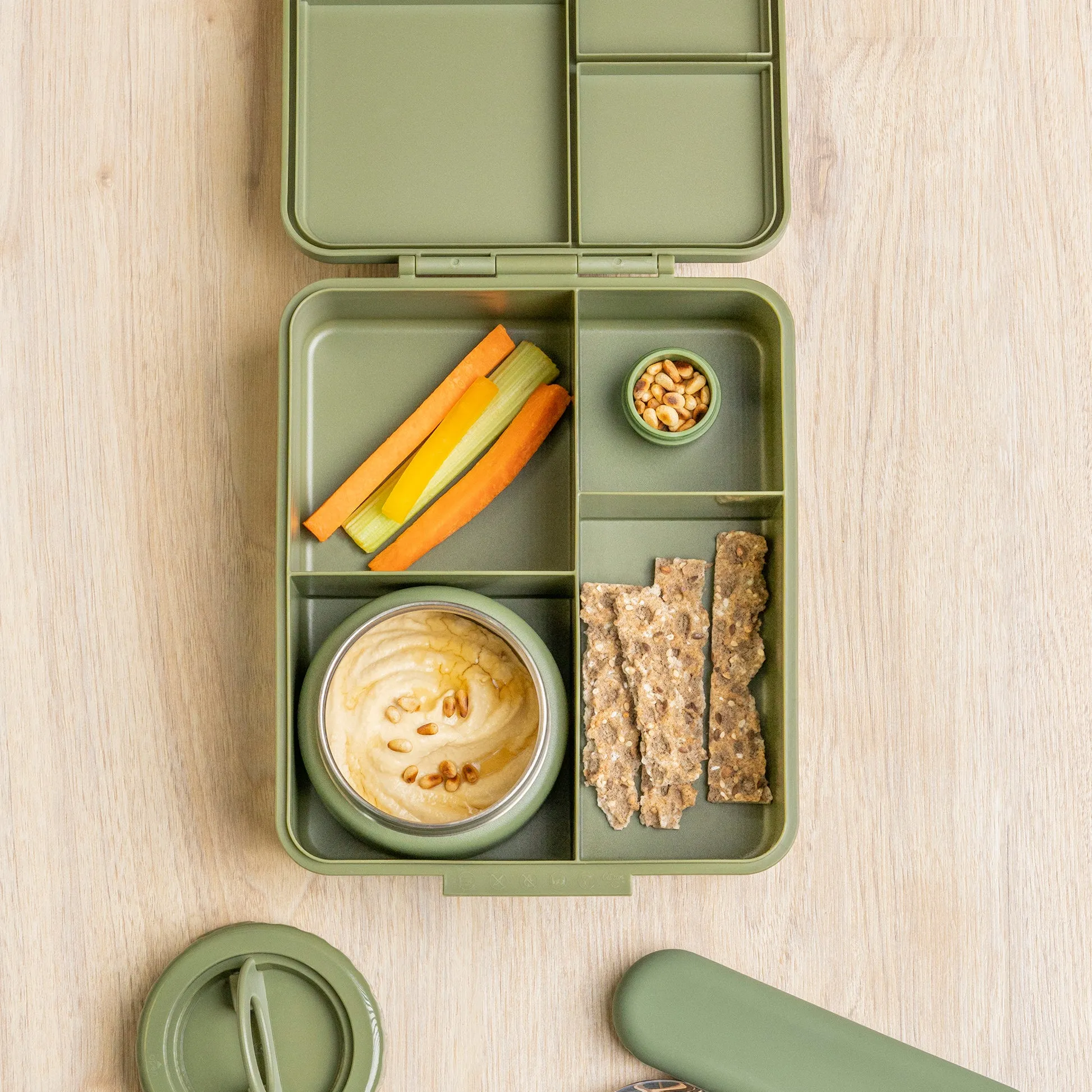 Citron Grand Lunchbox with Insulated Food Jar and Saucer - Olive Green