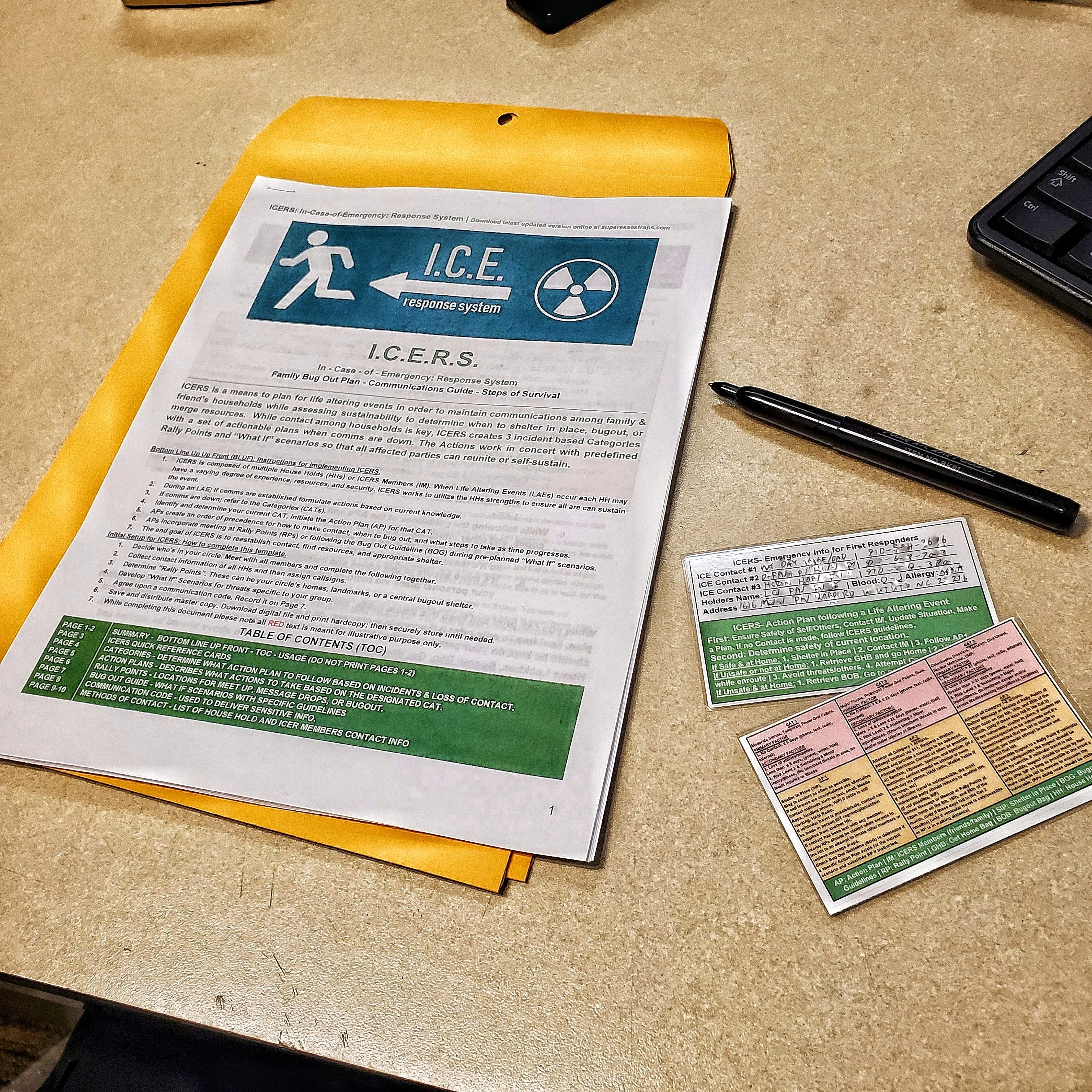 ICERS - In Case of Emergency Response System and Bugout Plan