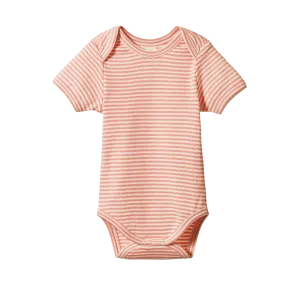 Nature Baby Short Sleeve Bodysuit - Peony Stripe
