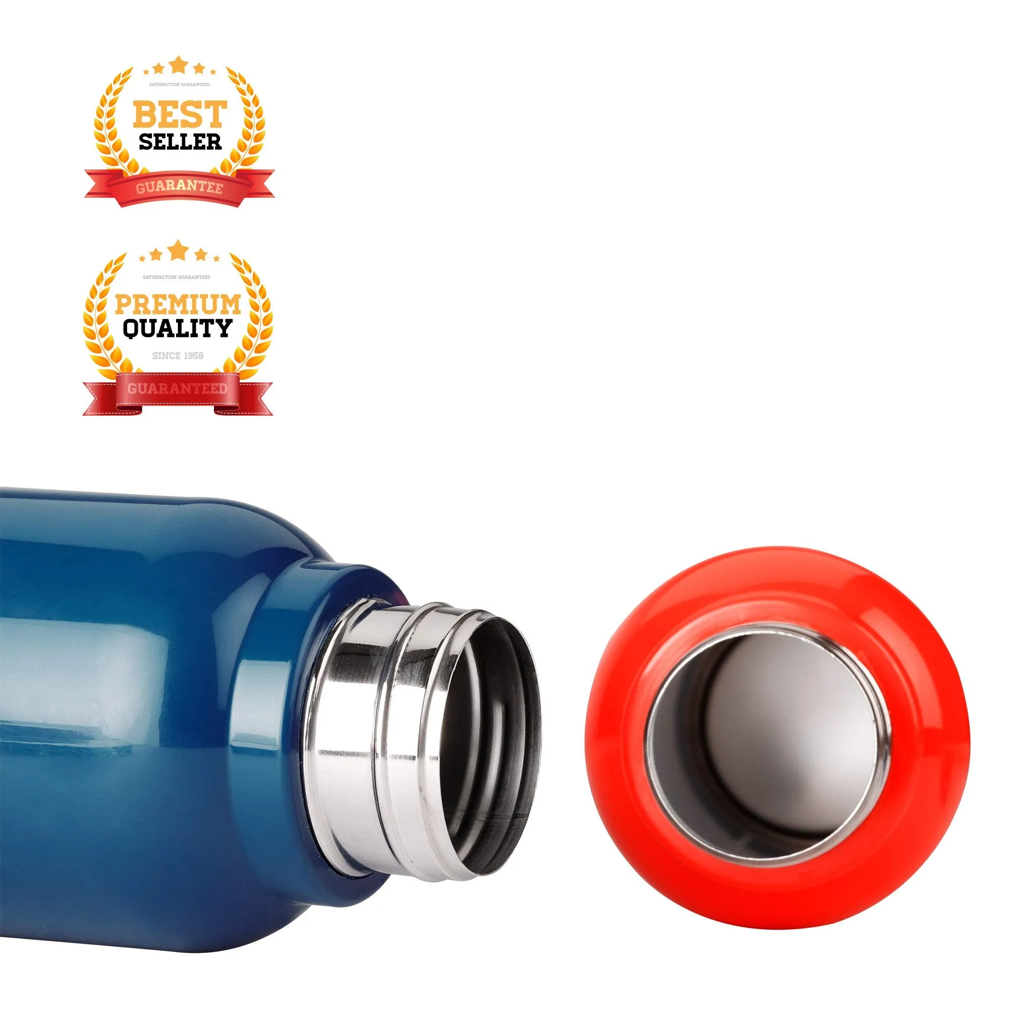 Oliveware Aura Insulated Stainless Steel Bottle | Pack of 3 - Blue, White & Red | Keep Hot & Cold for Long Hours | Fits Bags & Fridge | Strap for Easy Carry - 690ml