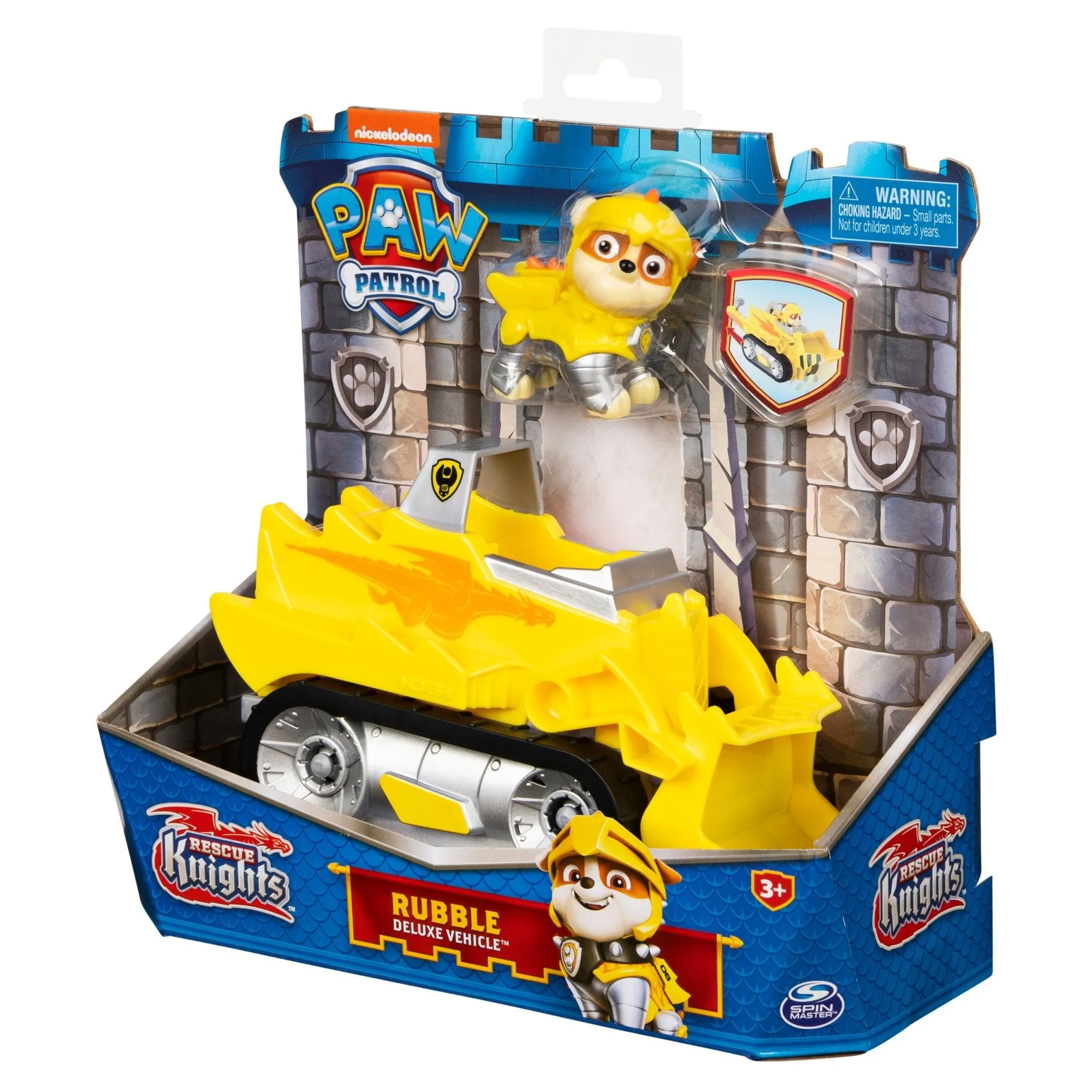 PAW Patrol, Rescue Knights Rubble Transforming Toy Car with Collectible Action Figure, Kids Toys for Ages 3 and up
