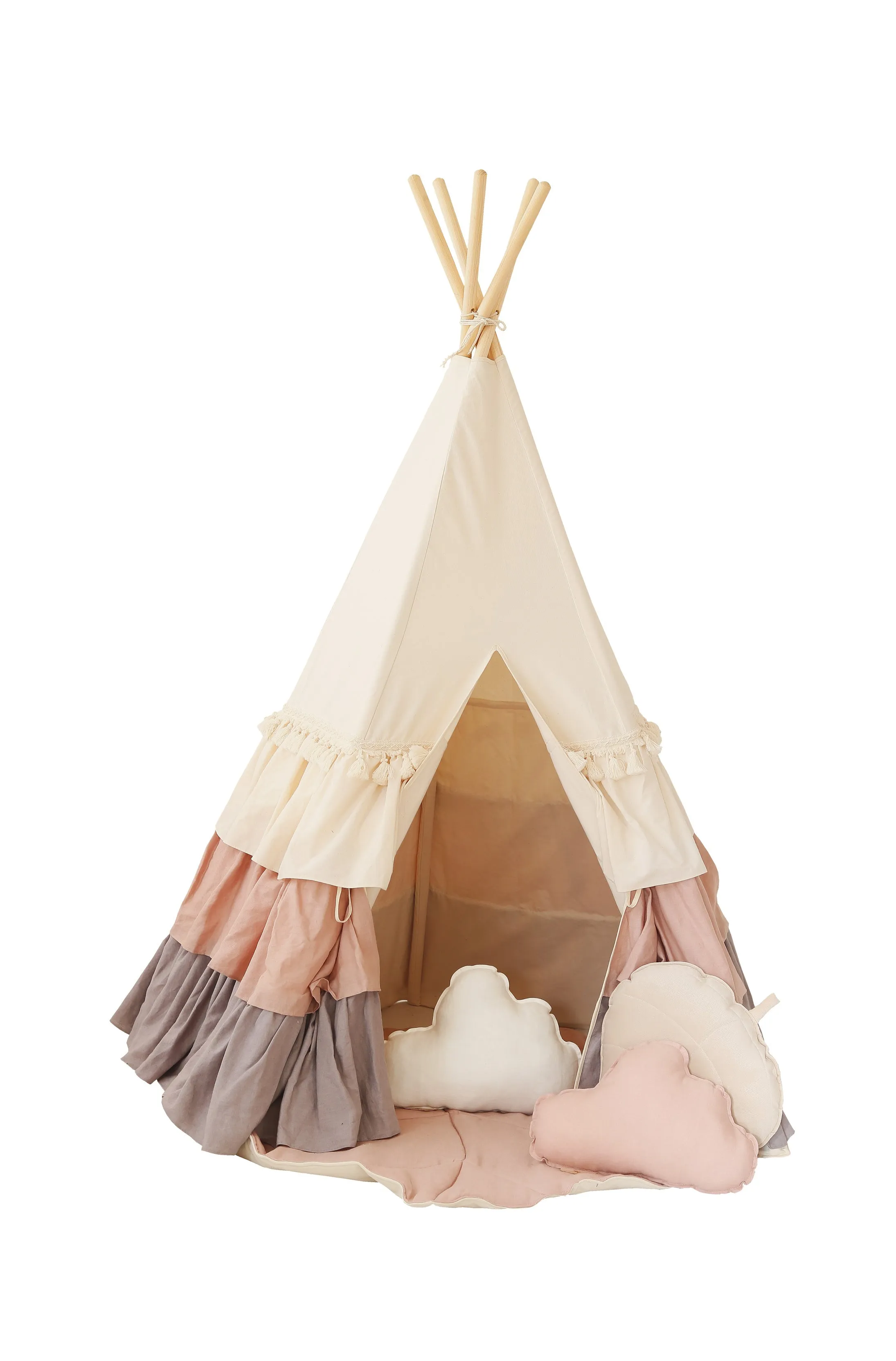 Powder Frills Teepee Tent with Frills and "Powder Pink" Shell Mat Set