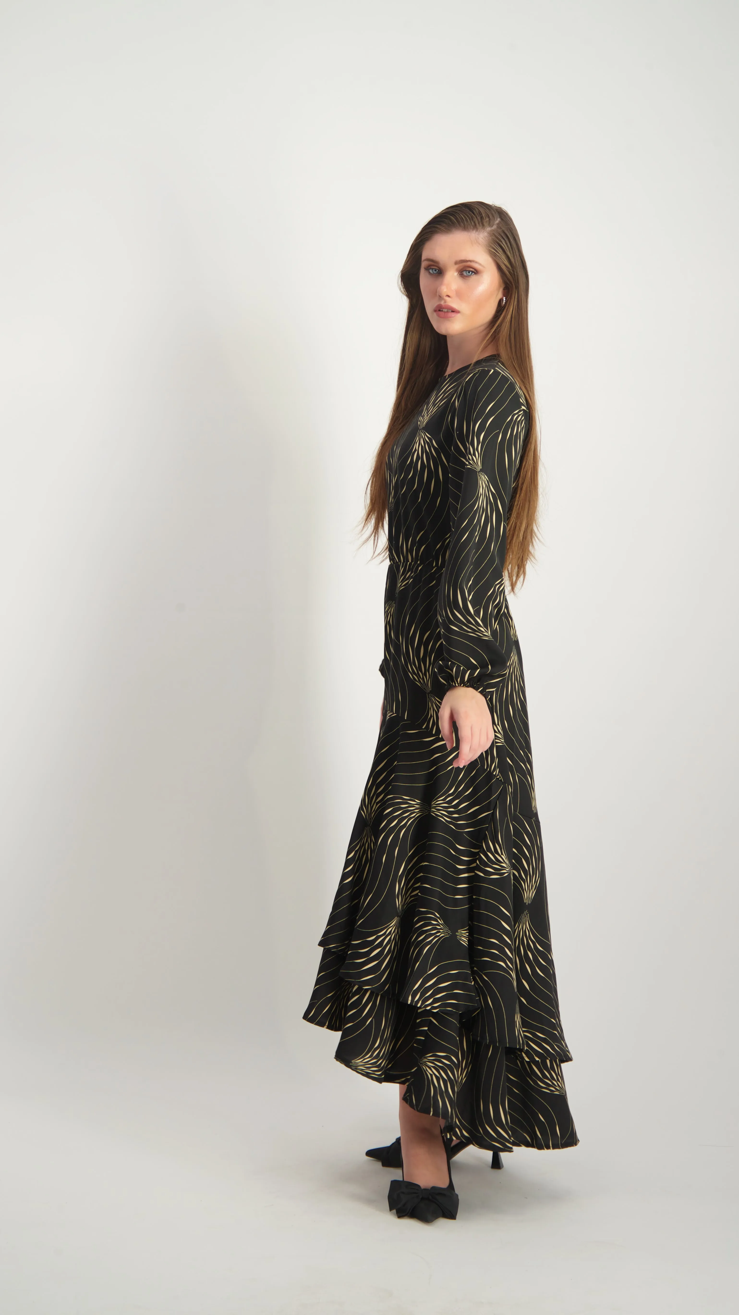 Ruffle Layers Dress / Waves