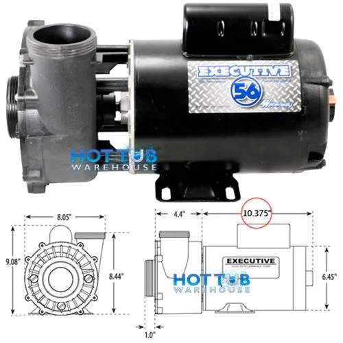 Waterway Executive 5 Horsepower 1 Spd 56 Frame Pump 3712021-1D - 2" Intake